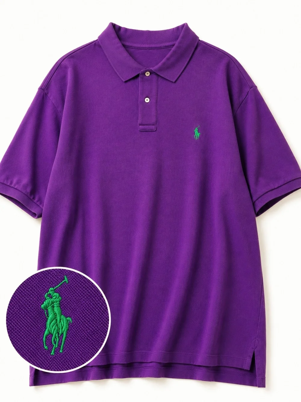 Vintage 90s Polo Ralph Lauren Men's XL Purple Polo Shirt Green Pony